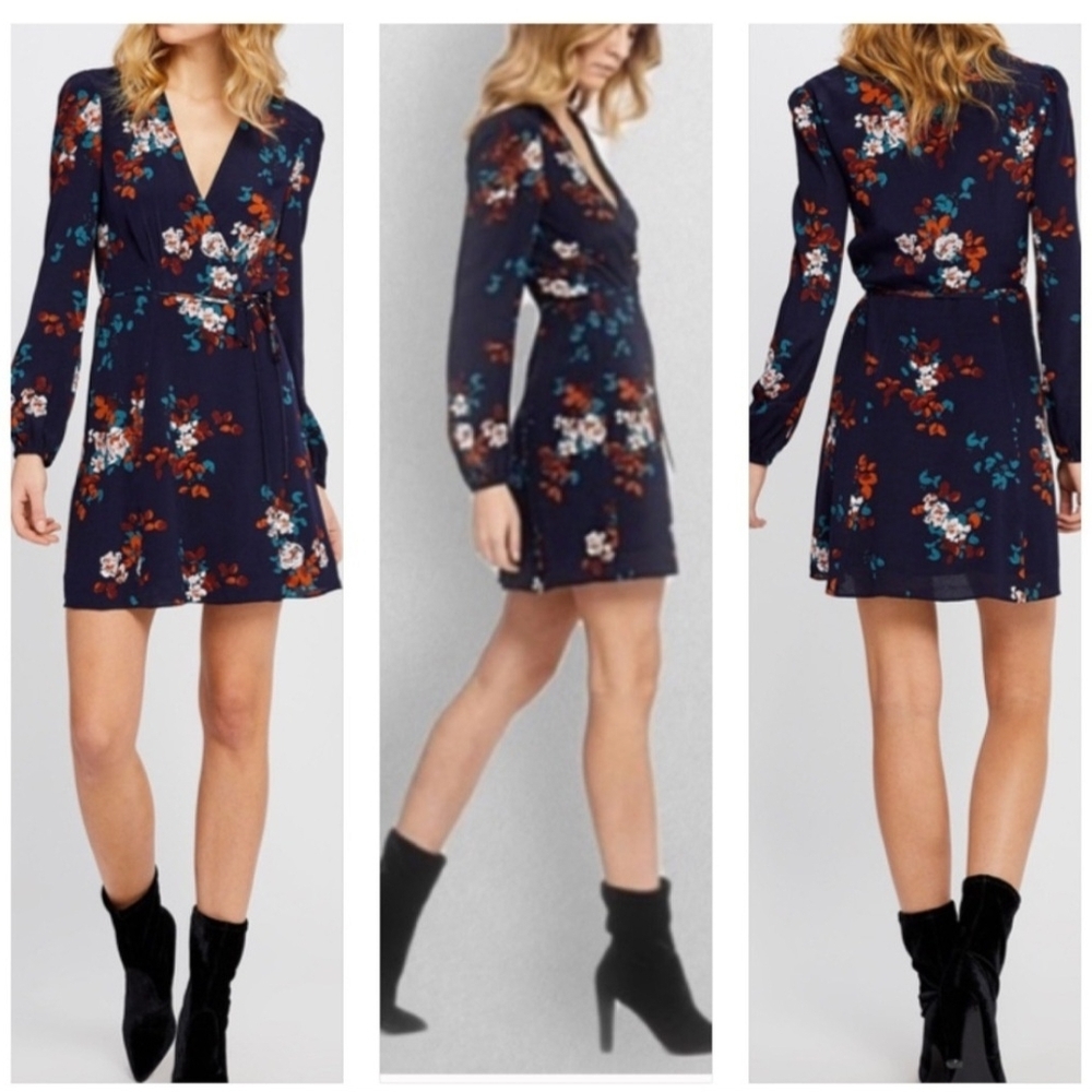 Floral Long Sleeve Wrap Dress
